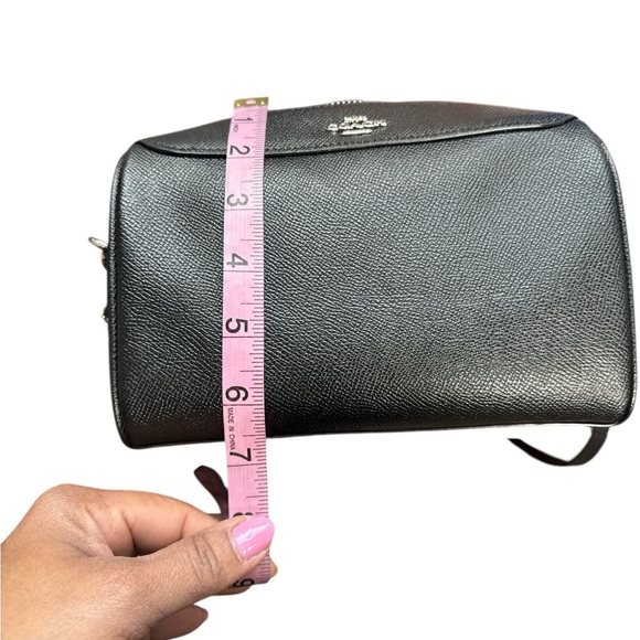 Coach Black Pebbled Leather Crossbody Bag Silver Hardware Adjustable Strap - Picture 9 of 10